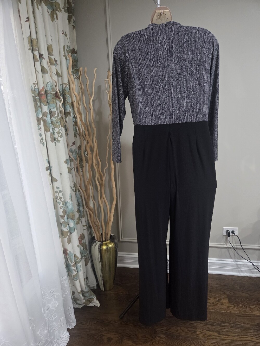 Ralph Lauren Two-Tone Jumpsuit in Black and Gray Sz.18 W - Picture 3 of 11